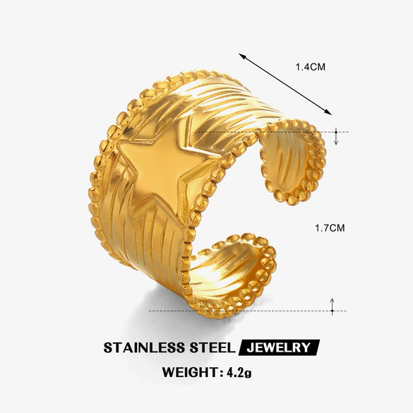 Ladies Stainless Steel Titanium Steel Fivepointed Star Ring With Electroplating Hiphop Temperament And Allmatch Style