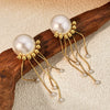 Ladies Stainless Steel Titanium Steel Retro Geometric Style Electroplated Tassel Earrings