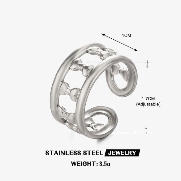 Ladies Stainless Steel Titanium Steel Shell Bow Tie Heart Shape Electroplated Ring