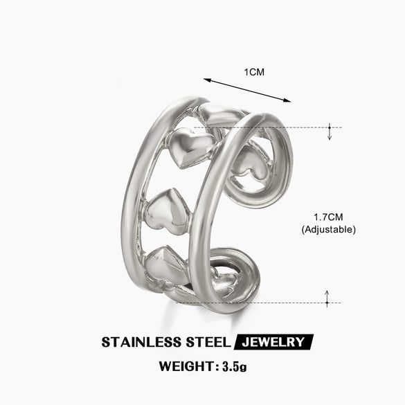 Ladies Stainless Steel Titanium Steel Shell Bow Tie Heart Shape Electroplated Ring