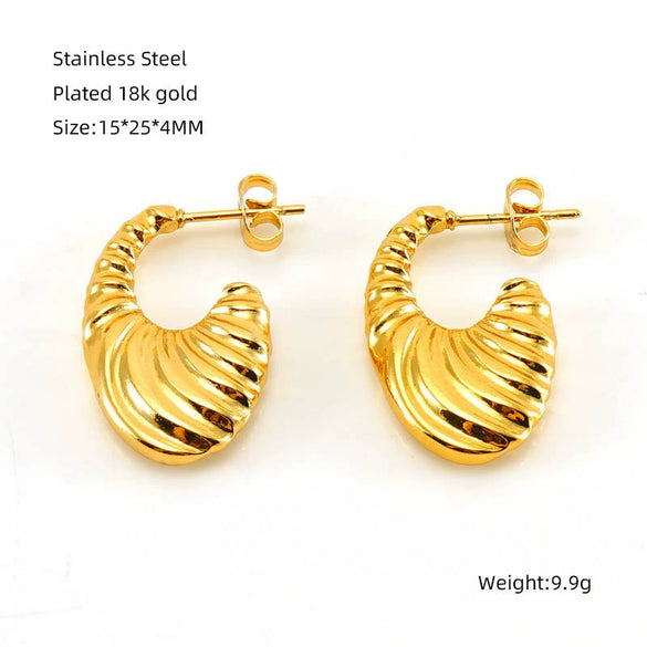 Ladies 316L Stainless Steel U Shaped Electroplated Earrings