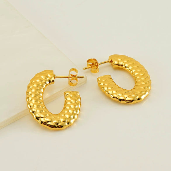 Ladies 316L Stainless Steel U Shaped Electroplated Earrings