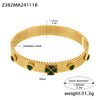 Ladies 316L Stainless Steel Zircon Czech Glass Four Leaf Flower Buckle Gear Bracelet Light Luxury Style 18K Gold Plated