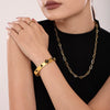 Ladies 316L Stainless Steel Zircon Czech Glass Four Leaf Flower Buckle Gear Bracelet Light Luxury Style 18K Gold Plated