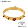 Ladies 316L Stainless Steel Zircon Czech Glass Four Leaf Flower Buckle Gear Bracelet Light Luxury Style 18K Gold Plated