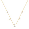 Ladies 925 Sterling Silver Classic Geometric Star Moon Stacked Necklace With Colored Diamond Electroplated Design