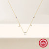 Ladies 925 Sterling Silver Classic Geometric Star Moon Stacked Necklace With Colored Diamond Electroplated Design