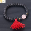 Ladies Tassel Natural Stone Crystal Beaded Minimalist Polished Bracelet