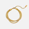 Ladies Three Layer Exquisite Flat Snake Chain Stainless Steel Bone Chain Bracelet 18K Gold Plated Geometric Style Wrist Jewelry