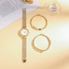 Ladies Titanium Steel And Alloy Quartz Watch Bracelet Set Fashionable Round Dial With Stainless Steel Strap And Buckle