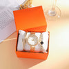 Ladies Titanium Steel And Alloy Quartz Watch Bracelet Set Fashionable Round Dial With Stainless Steel Strap And Buckle