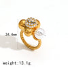 Ladies Titanium Steel And Stainless Steel Ball Ring Set With Imitation Pearls And Diamonds In Geometric Style