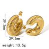 Ladies Titanium Steel And Stainless Steel Exaggerated Niche Geometric Ushape And Drop Shape Threaded Earrings With Electroplating