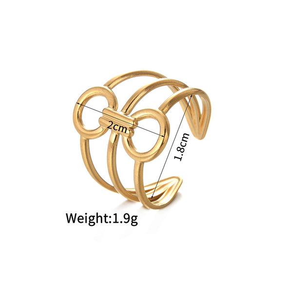 Ladies Titanium Steel And Stainless Steel Irregular Geometric Ring With 18K Gold Plated Electroplating Style