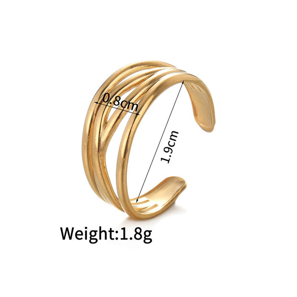 Ladies Titanium Steel And Stainless Steel Irregular Geometric Ring With 18K Gold Plated Electroplating Style