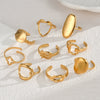 Ladies Titanium Steel And Stainless Steel Irregular Geometric Ring With 18K Gold Plated Electroplating Style