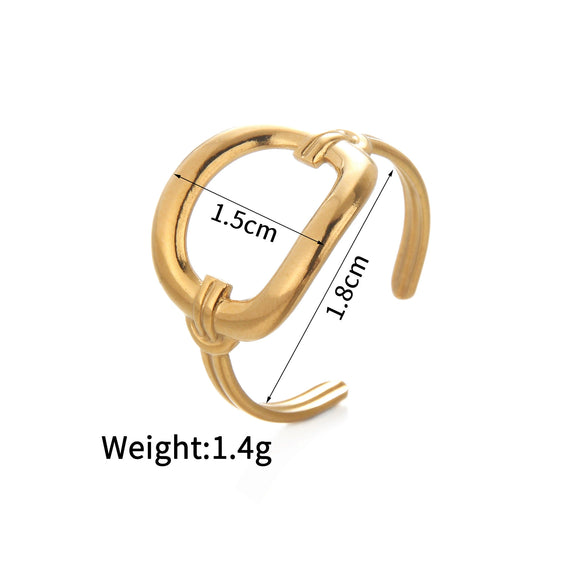 Ladies Titanium Steel And Stainless Steel Irregular Geometric Ring With 18K Gold Plated Electroplating Style