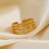 Ladies Titanium Steel And Stainless Steel Ring Geometric Tapping Pattern 18K Gold Plated