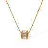 Ladies 316L Stainless Steel Clavicle Chain Jewelry With Microinlaid Full Diamond Small Waist Pendant And Geometric Style Electroplated