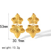 Ladies Titanium Steel Electroplated Flower Leaves Earrings