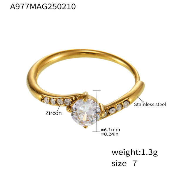 Ladies 316L Stainless Steel Geometric Light Luxury Electroplating Diamond Ring