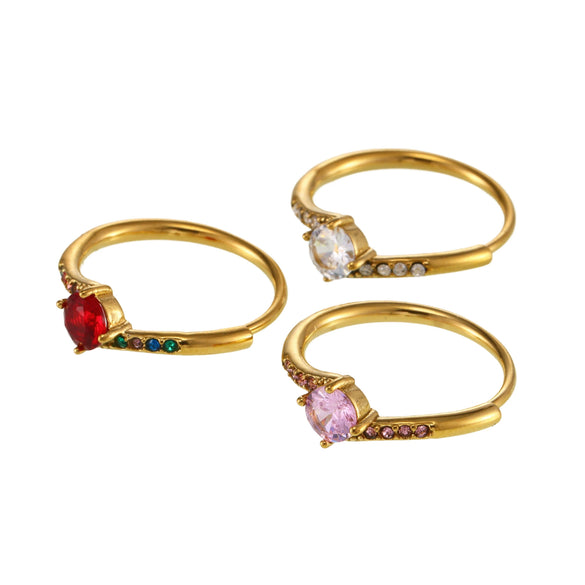 Ladies 316L Stainless Steel Geometric Light Luxury Electroplating Diamond Ring