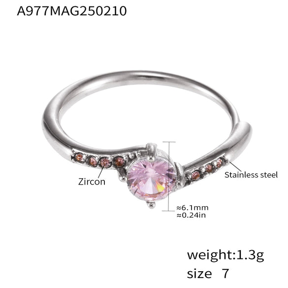 Ladies 316L Stainless Steel Geometric Light Luxury Electroplating Diamond Ring