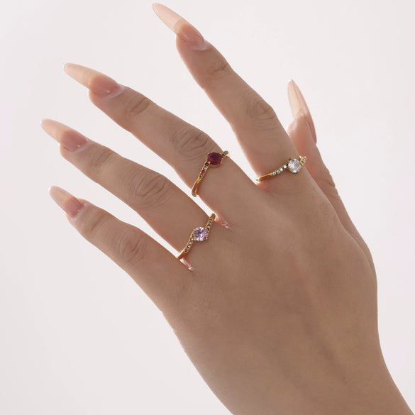Ladies 316L Stainless Steel Geometric Light Luxury Electroplating Diamond Ring