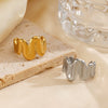 Ladies Titanium Steel Geometric Wave Open Ring 18K Gold Plated