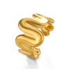 Ladies Titanium Steel Geometric Wave Open Ring 18K Gold Plated