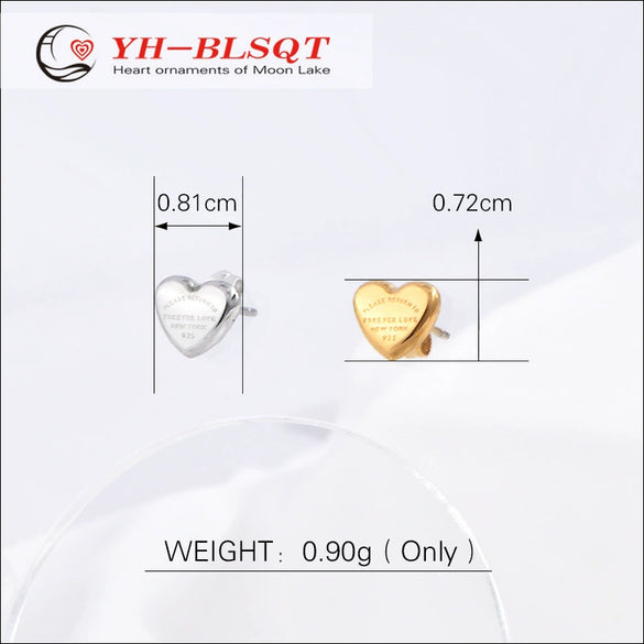 Ladies Titanium Steel Heartshaped Earrings With Logo Electroplating And Letters Numbers Text Design