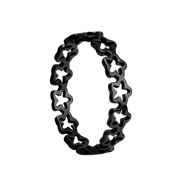 Ladies Titanium Steel Hollow Fivepointed Star Geometric Style Electroplated Ring