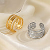 Ladies Titanium Steel Open Adjustable Hip Hop Geometric Ring With 18K Gold Plated Electroplating