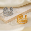 Ladies Titanium Steel Open Adjustable Hip Hop Geometric Ring With 18K Gold Plated Electroplating