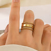 Ladies Titanium Steel Open Adjustable Hip Hop Geometric Ring With 18K Gold Plated Electroplating