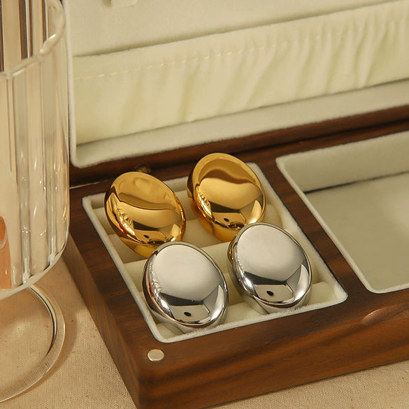 Ladies Titanium Steel Oval Electroplated Geometric Earrings
