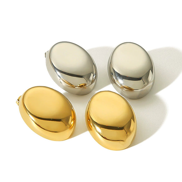 Ladies Titanium Steel Oval Electroplated Geometric Earrings