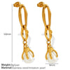 Ladies 316L Stainless Steel Plated Earrings With Creative Grip Clip Design And Pearl Accessories
