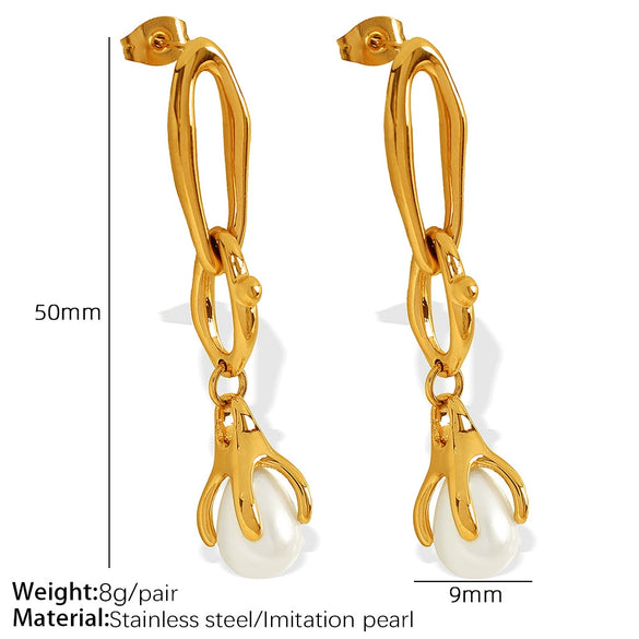 Ladies 316L Stainless Steel Plated Earrings With Creative Grip Clip Design And Pearl Accessories