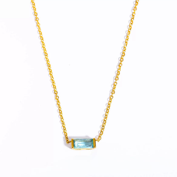 Ladies Twelve Birthstone Zircon Necklace In Titanium Steel With Geometric Pattern And Electroplating Design