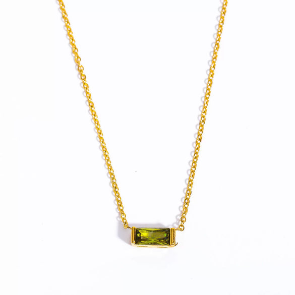Ladies Twelve Birthstone Zircon Necklace In Titanium Steel With Geometric Pattern And Electroplating Design