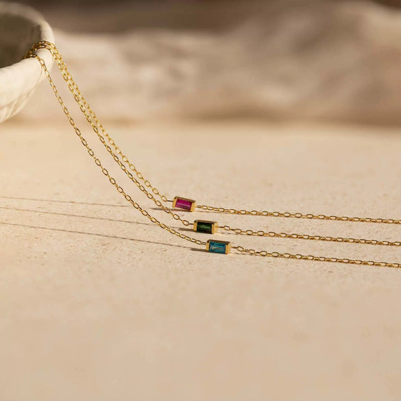 Ladies Twelve Birthstone Zircon Necklace In Titanium Steel With Geometric Pattern And Electroplating Design