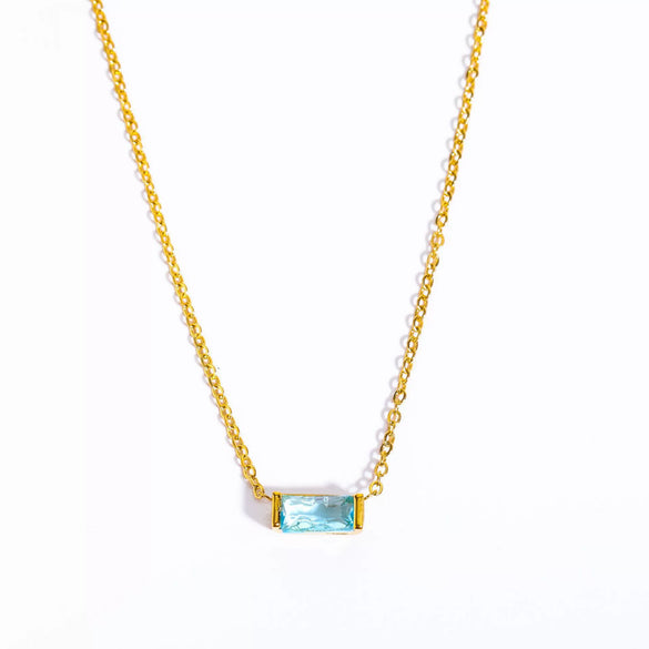 Ladies Twelve Birthstone Zircon Necklace In Titanium Steel With Geometric Pattern And Electroplating Design