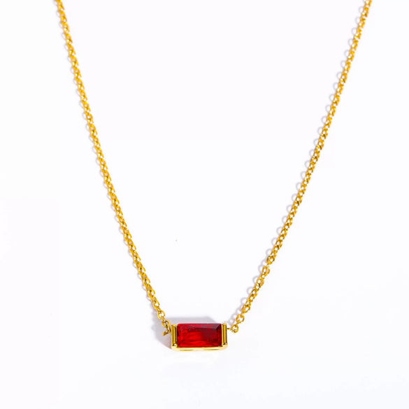 Ladies Twelve Birthstone Zircon Necklace In Titanium Steel With Geometric Pattern And Electroplating Design