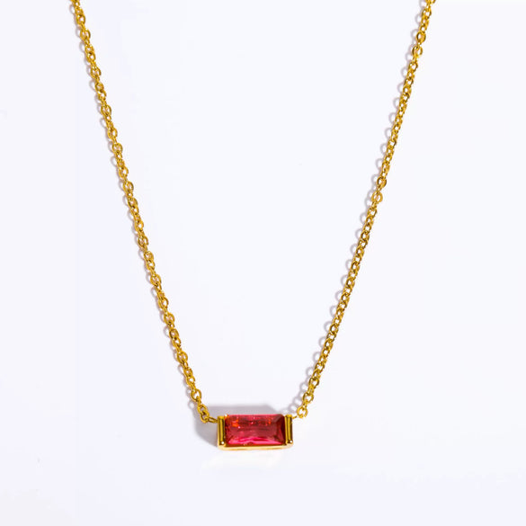 Ladies Twelve Birthstone Zircon Necklace In Titanium Steel With Geometric Pattern And Electroplating Design