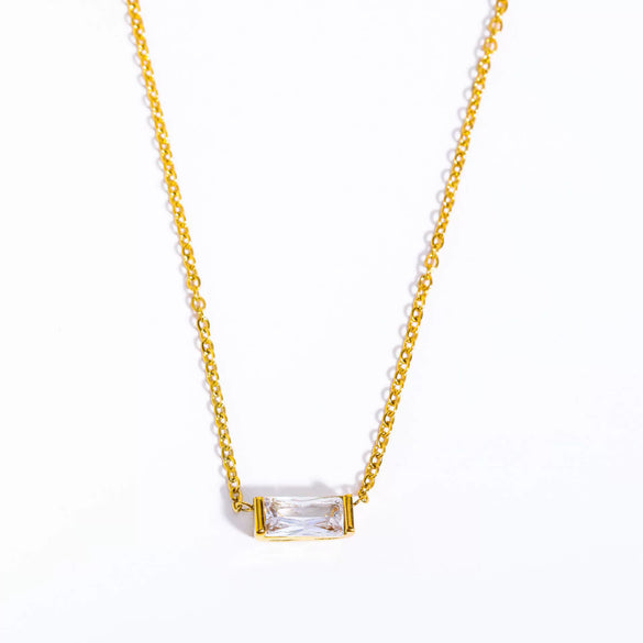 Ladies Twelve Birthstone Zircon Necklace In Titanium Steel With Geometric Pattern And Electroplating Design