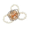Ladies Vintage Jewelry Alloy Imitation Pearls Flower Ball Chain Electroplated Necklace Bracelet Earrings