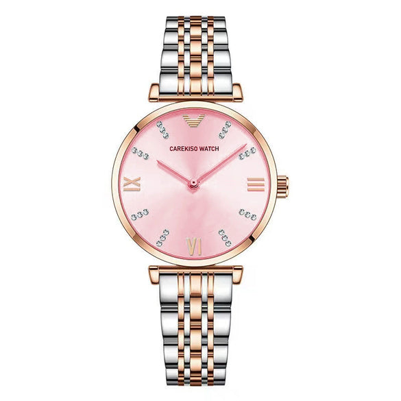 Ladies Watch Alloy Case Stainless Steel Strap Round Dial Leisure Style Waterproof