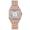 Ladies Watch Alloy Rectangle Quartz Watch With Stainless Steel Clasp And Spiral Crown
