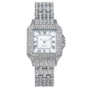 Ladies Watch Alloy Rectangle Quartz Watch With Stainless Steel Clasp And Spiral Crown